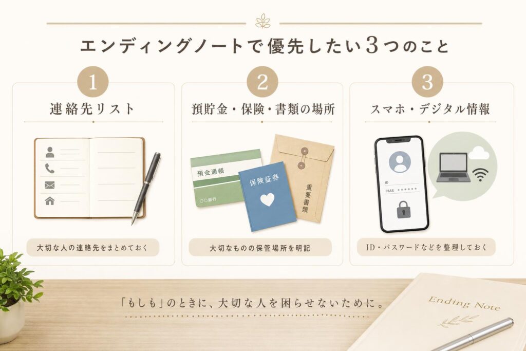 エンディングノートに書く項目一覧