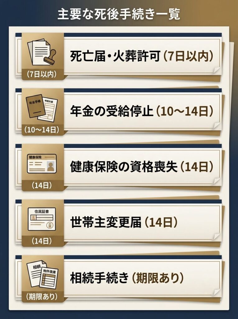 葬儀後に必要な手続きと期限の目安