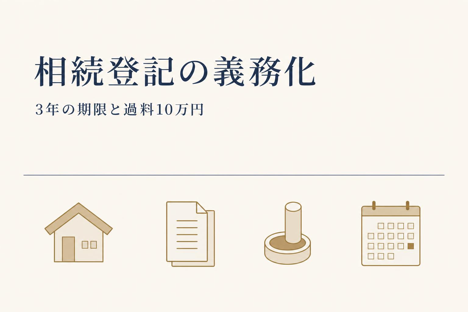 相続登記の義務化と3年の期限、過料10万円を伝えるアイキャッチ画像