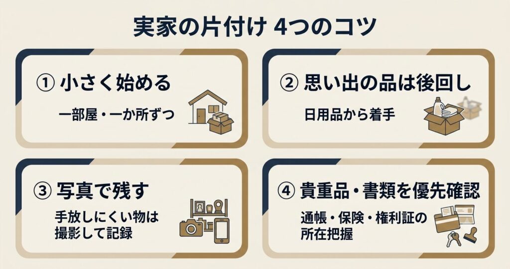 実家の片付けを進める4つのコツ